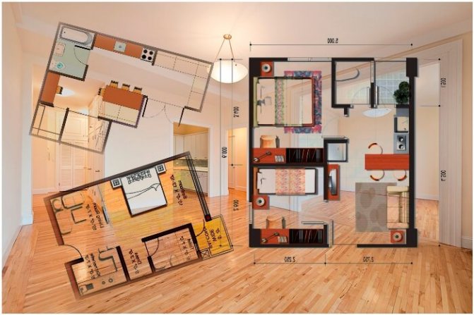 Layouts of a studio apartment in a new building