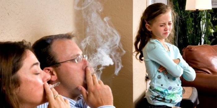 Child and smoking people